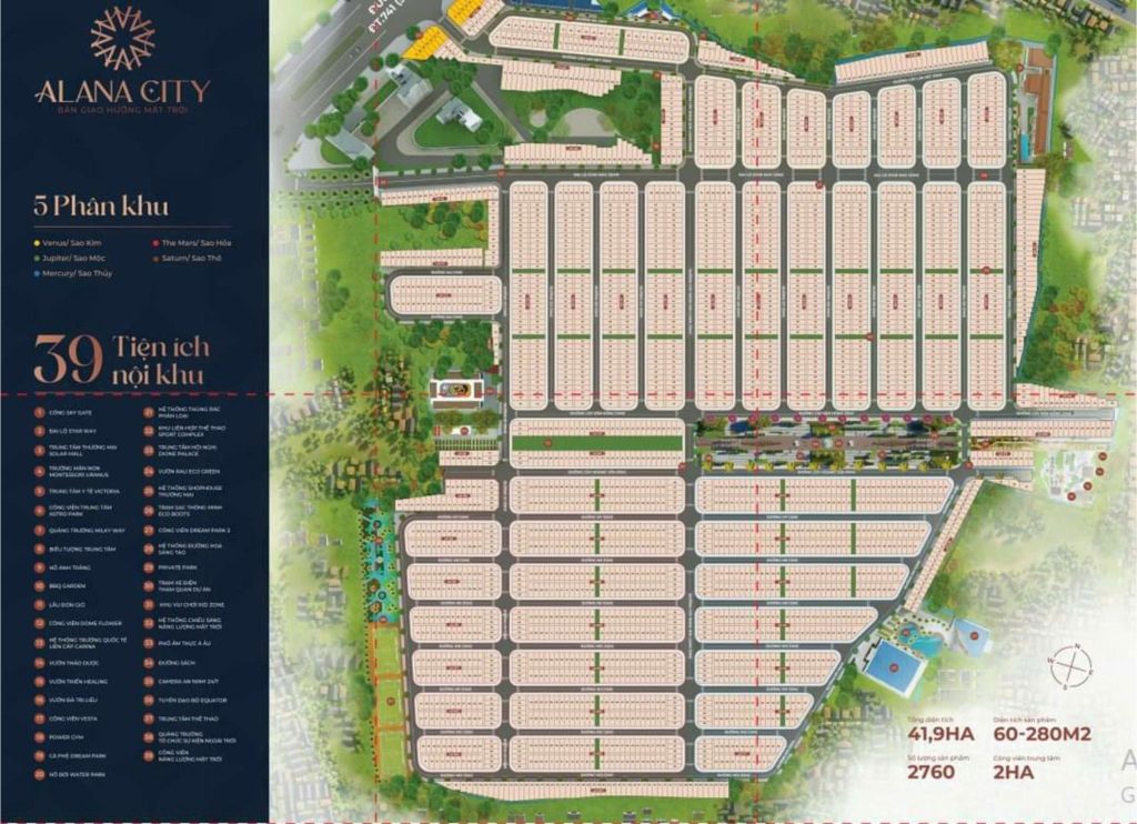 Mặt bằng phân lô chi tiết tại khu đô thị Alana City Bình Dương