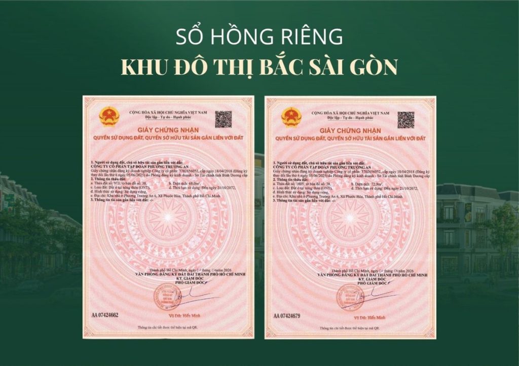 Mẫu sổ hồng dự án Phương Trường An 6