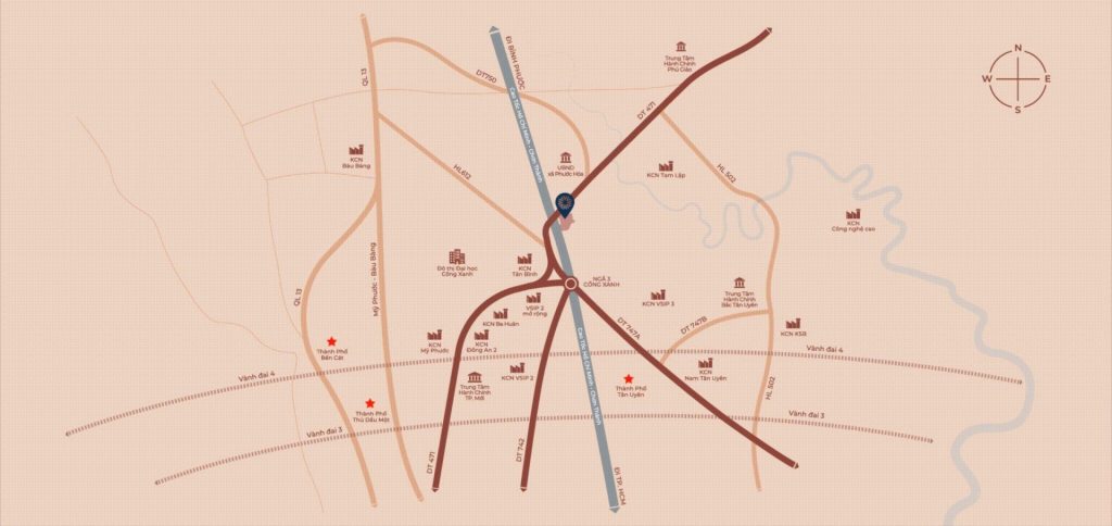 Vị trí kết nối giao thông đắc địa của dự án Alana City Phú Giáo